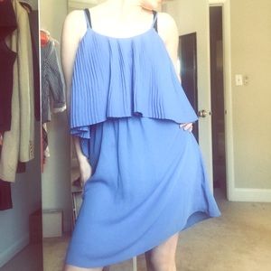 Blue Pleated Chiffron Dress